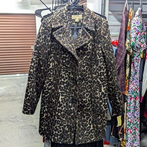 Michael Kors Size Medium NWT Leopard Print Wool Blend Pea Coat
